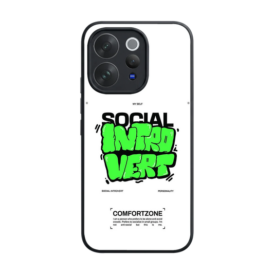 Social Introvert back phone cover | glass case for vivo v70 elite