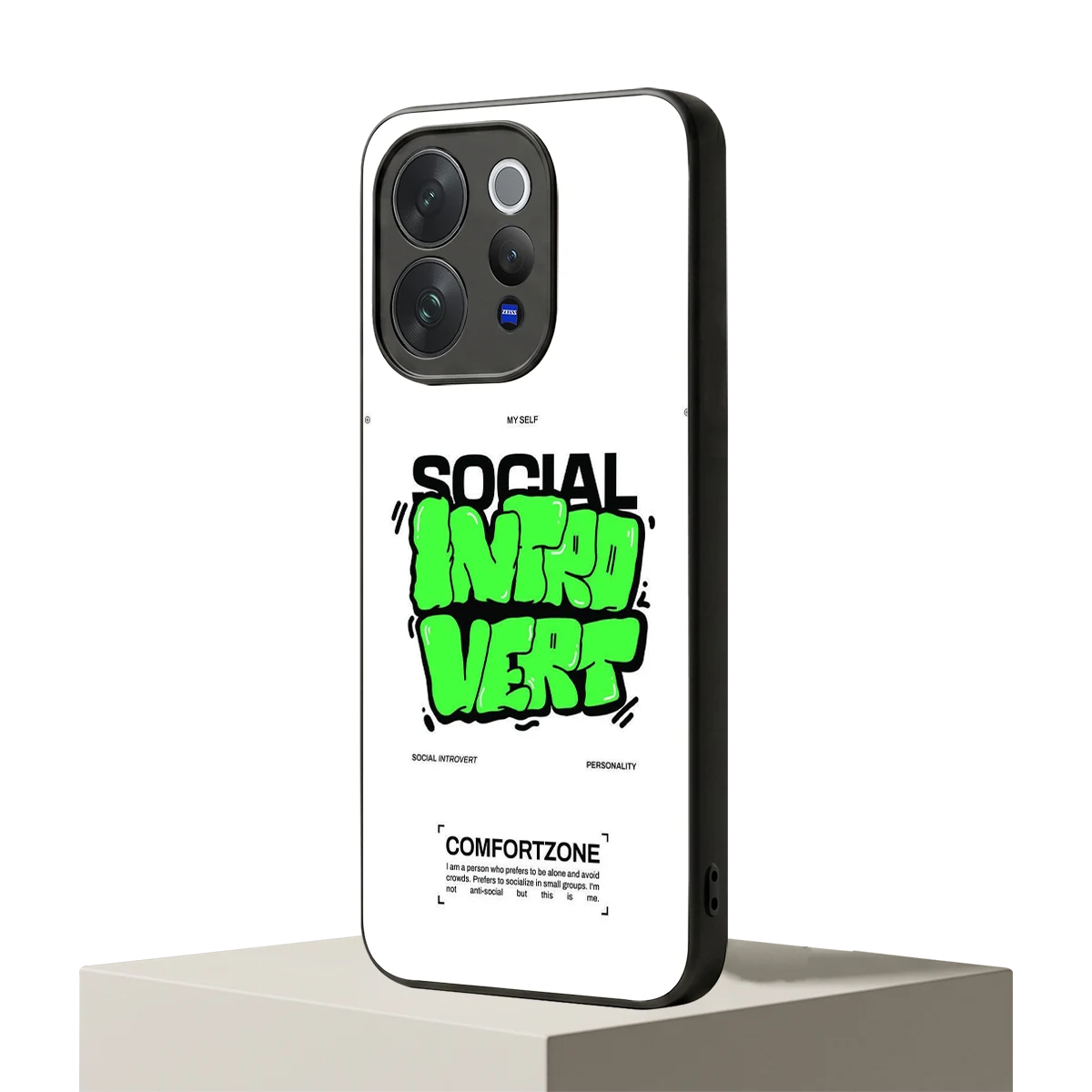 Social Introvert vivo v70 mobile cover | shockproof glass phone case