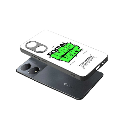 Social Introvert sleek Vivo-y100 cover with tempered glass back and TPU edges