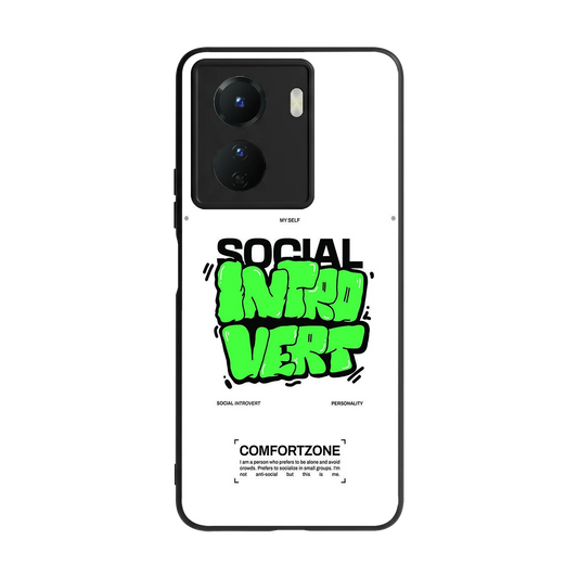 Social Introvert back phone cover | glass case for vivo y16