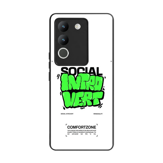 Social Introvert back phone cover | glass case for vivo y200 5g