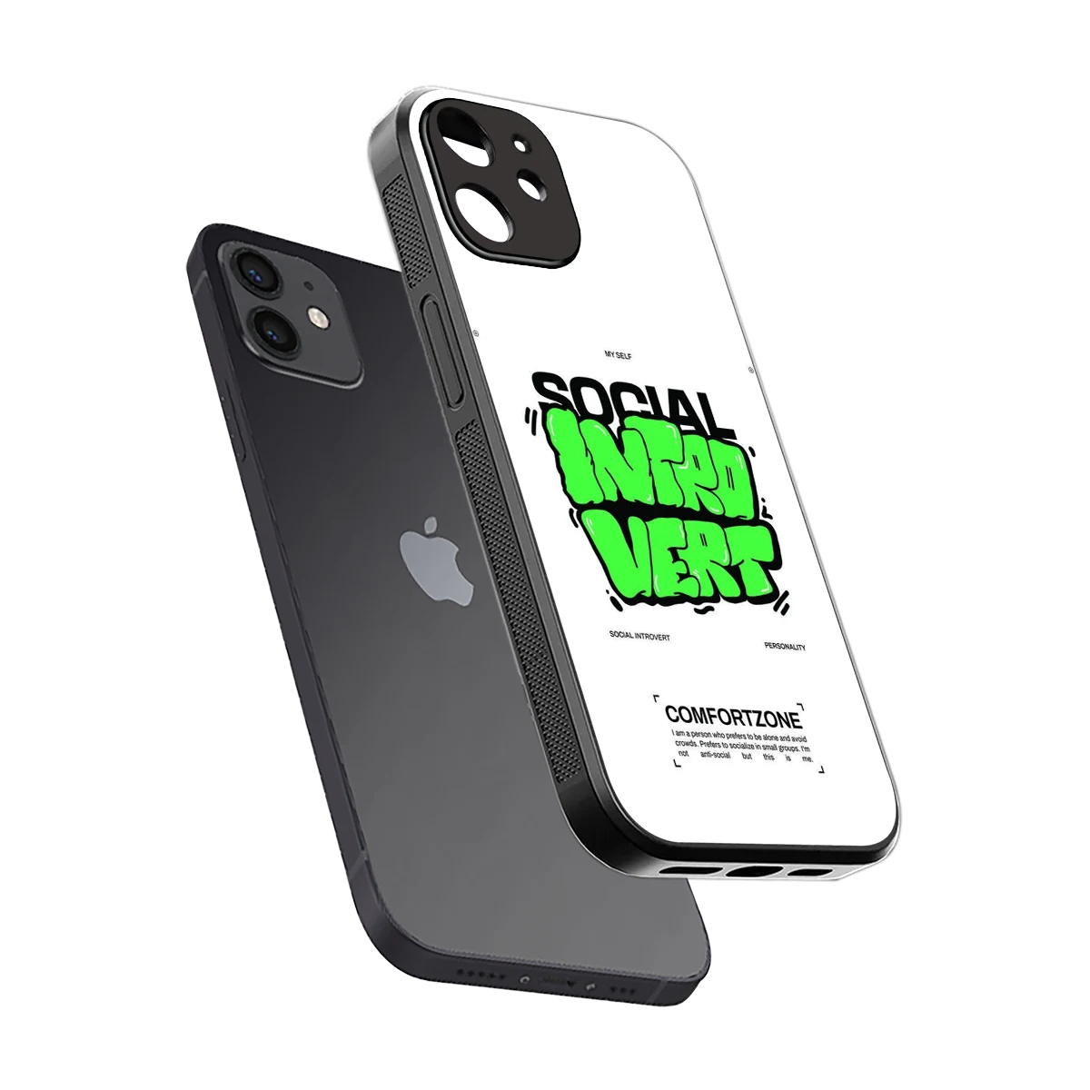 Social Introvert sleek iphone 12 cover with tempered glass back and TPU edges
