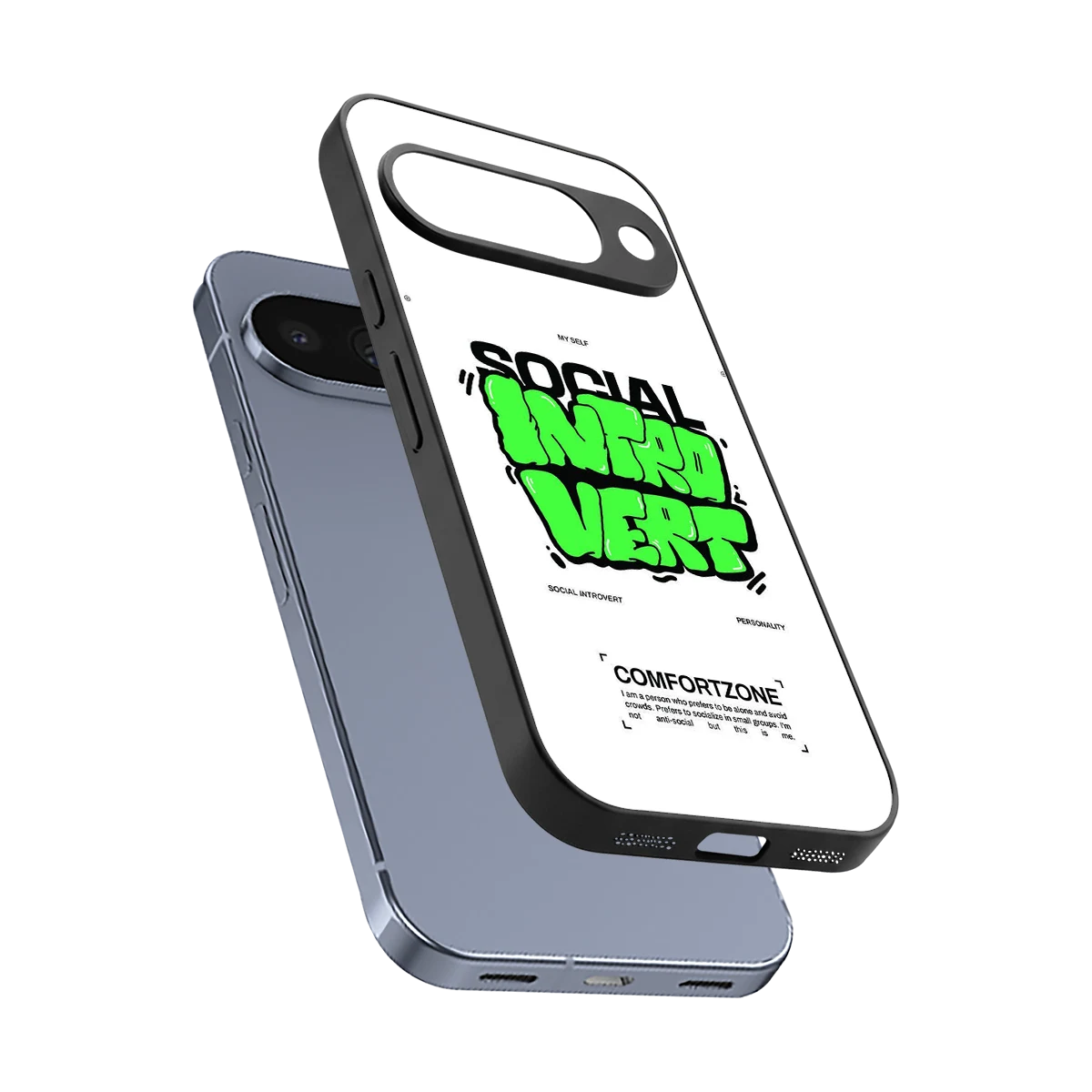 Social Introvert sleek google pixel 10 cover with tempered glass back and TPU edges