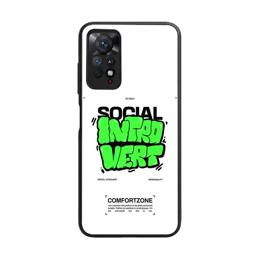Social Introvert back phone cover | glass case for redmi note 11 pro