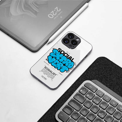 Social Extrovert TPU glass hybrid case for iPhone 16 | premium mobile back cover