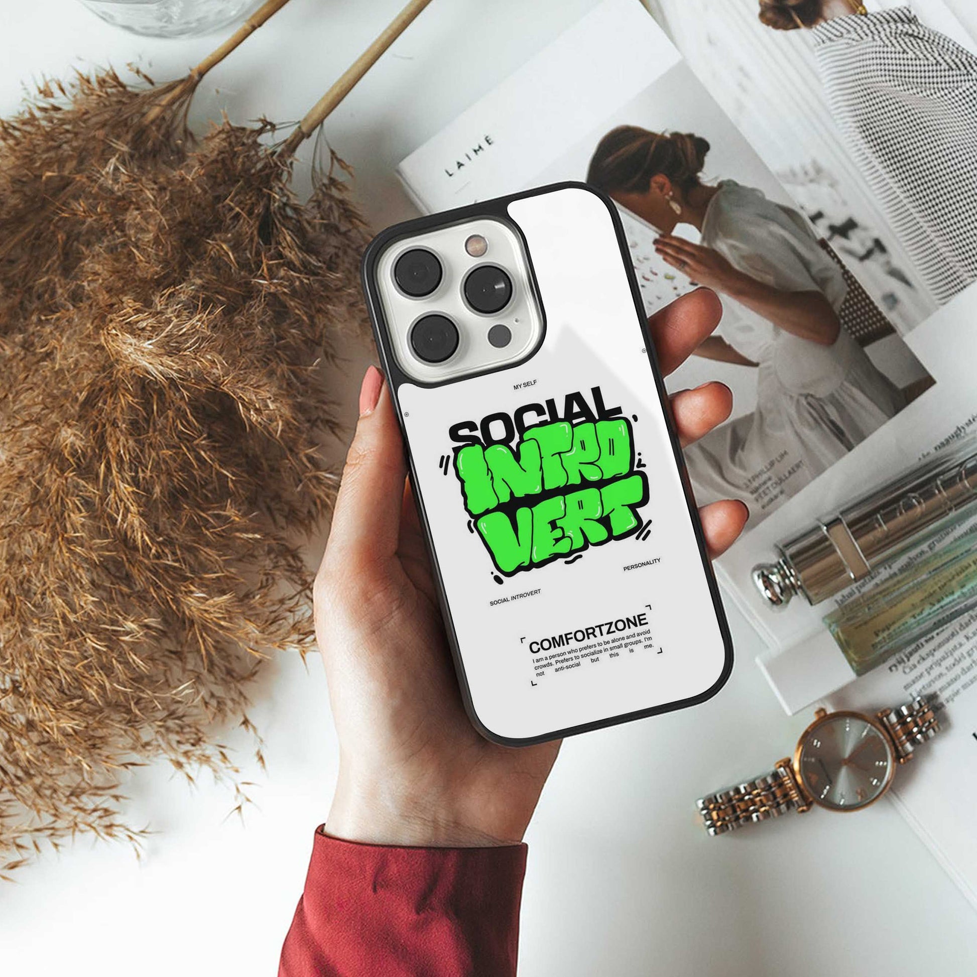 Social Introvert luxury glass phone case for iPhone 16 | scratch and drop resistant