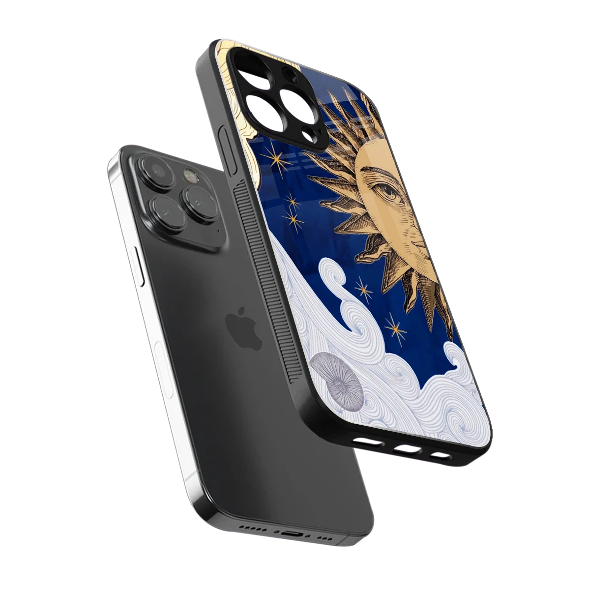 Solar Bliss sleek iphone 15 pro cover with tempered glass back and TPU edges