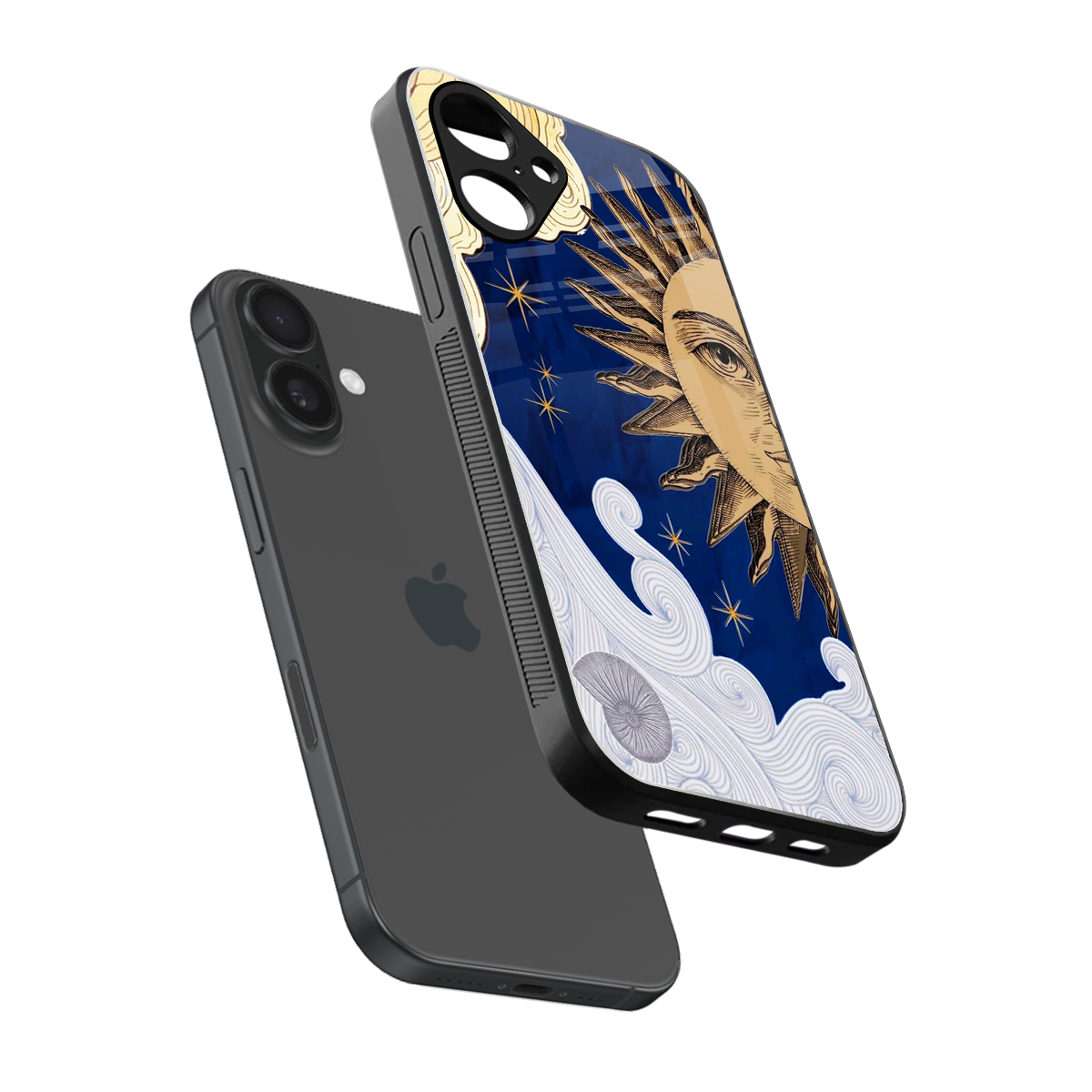 Solar Bliss sleek iPhone 16 cover with tempered glass back and TPU edges