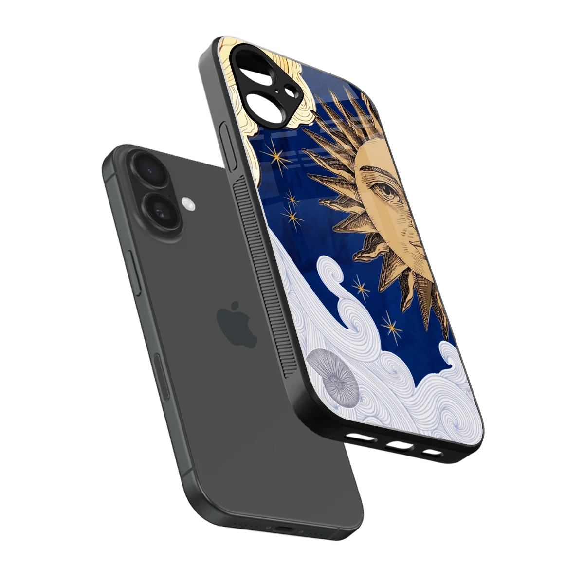 Solar Bliss sleek iPhone 16 cover with tempered glass back and TPU edges