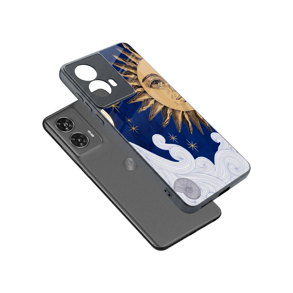 Solar Bliss sleek motorola edge 50 fusion cover with tempered glass back and TPU edges