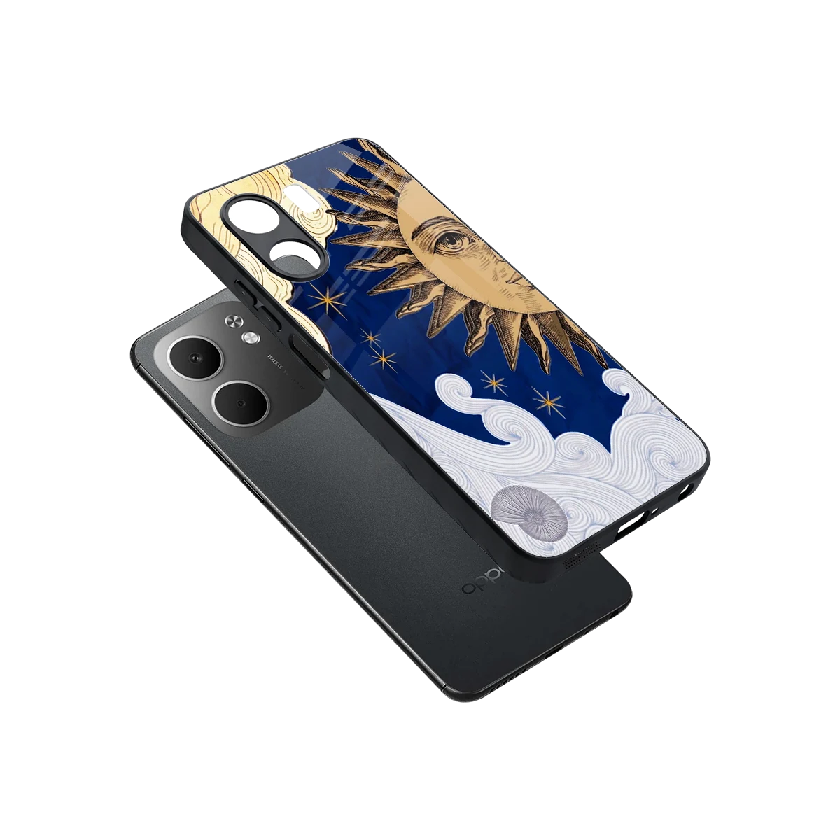 Solar Bliss sleek oppo a5x 5g cover with tempered glass back and TPU edges