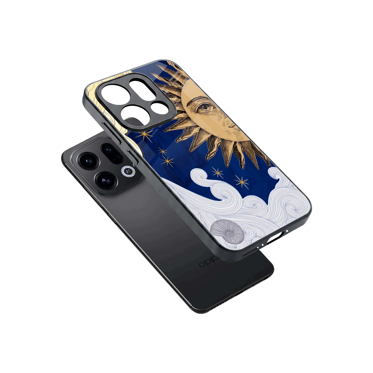 Solar Bliss sleek oppo find x9 cover with tempered glass back and TPU edges