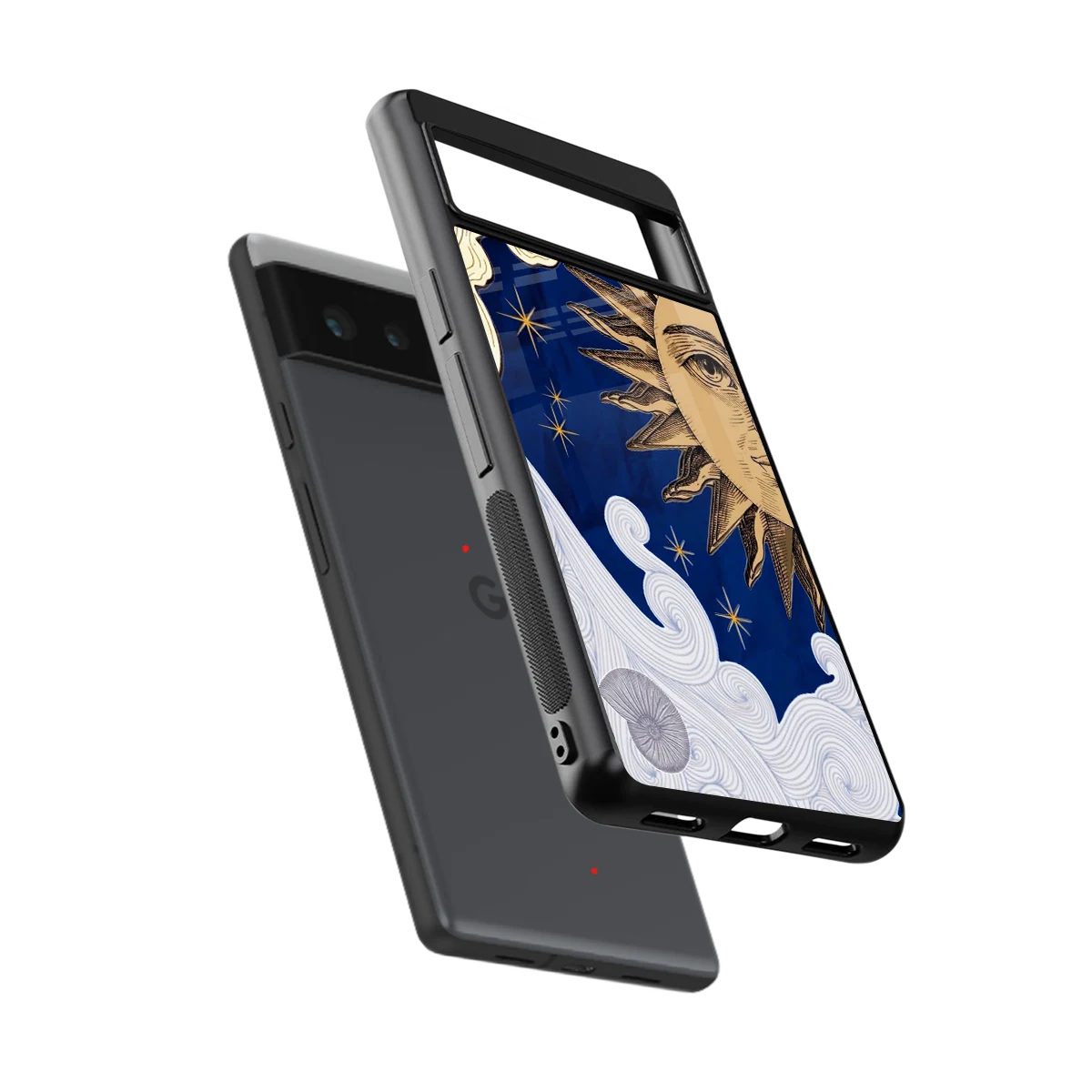 Solar Bliss sleek google pixel 6a cover with tempered glass back and TPU edges