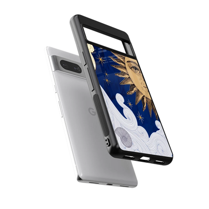 Solar Bliss sleek google pixel 7a cover with tempered glass back and TPU edges