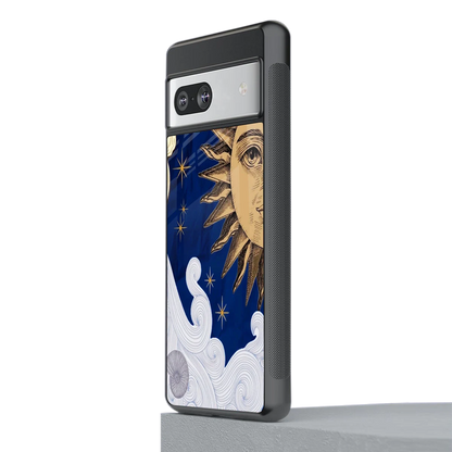 Solar Bliss stylish phone case for google pixel 7a | glossy glass and slim fit
