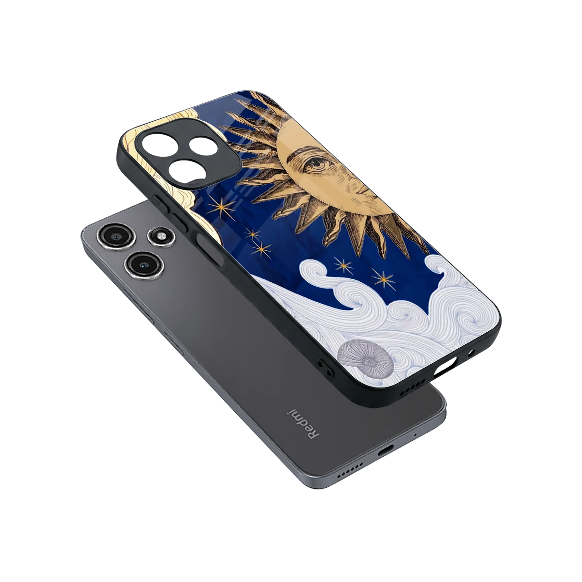 Solar Bliss sleek redmi 12 5g cover with tempered glass back and TPU edges