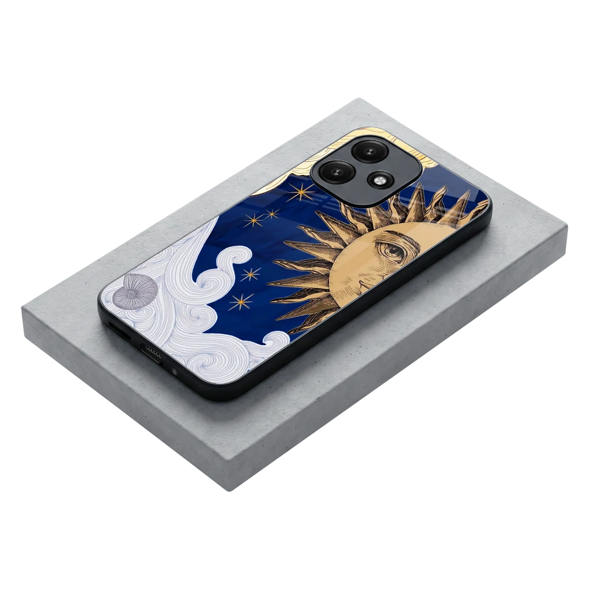 Solar Bliss stylish phone case for redmi 12 5g | glossy glass and slim fit