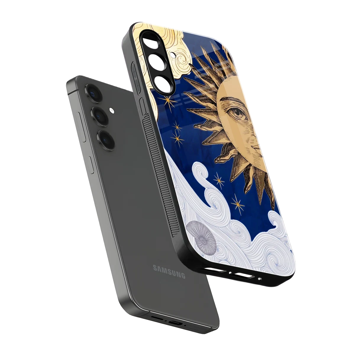 Solar Bliss sleek samsung galaxy m34 5g cover with tempered glass back and TPU edges