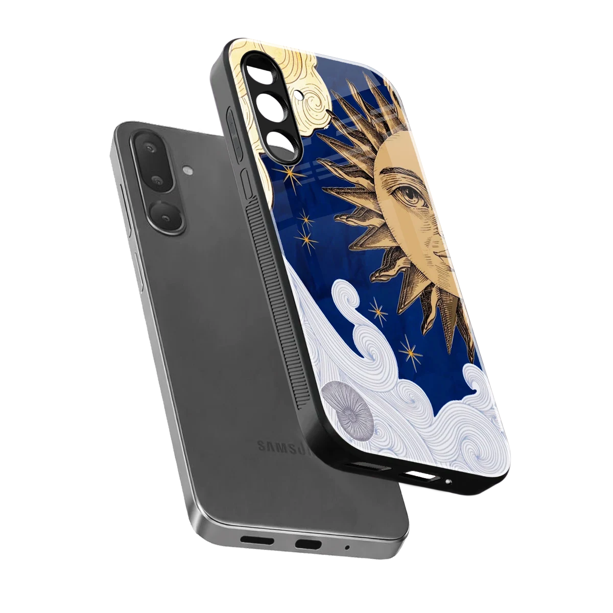 Solar Bliss sleek samsung galaxy m36 5g cover with tempered glass back and TPU edges