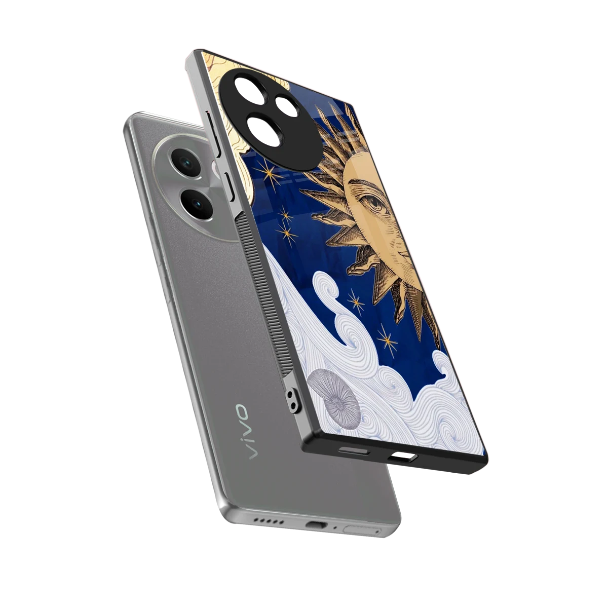 Solar Bliss sleek vivo v30e cover with tempered glass back and TPU edges