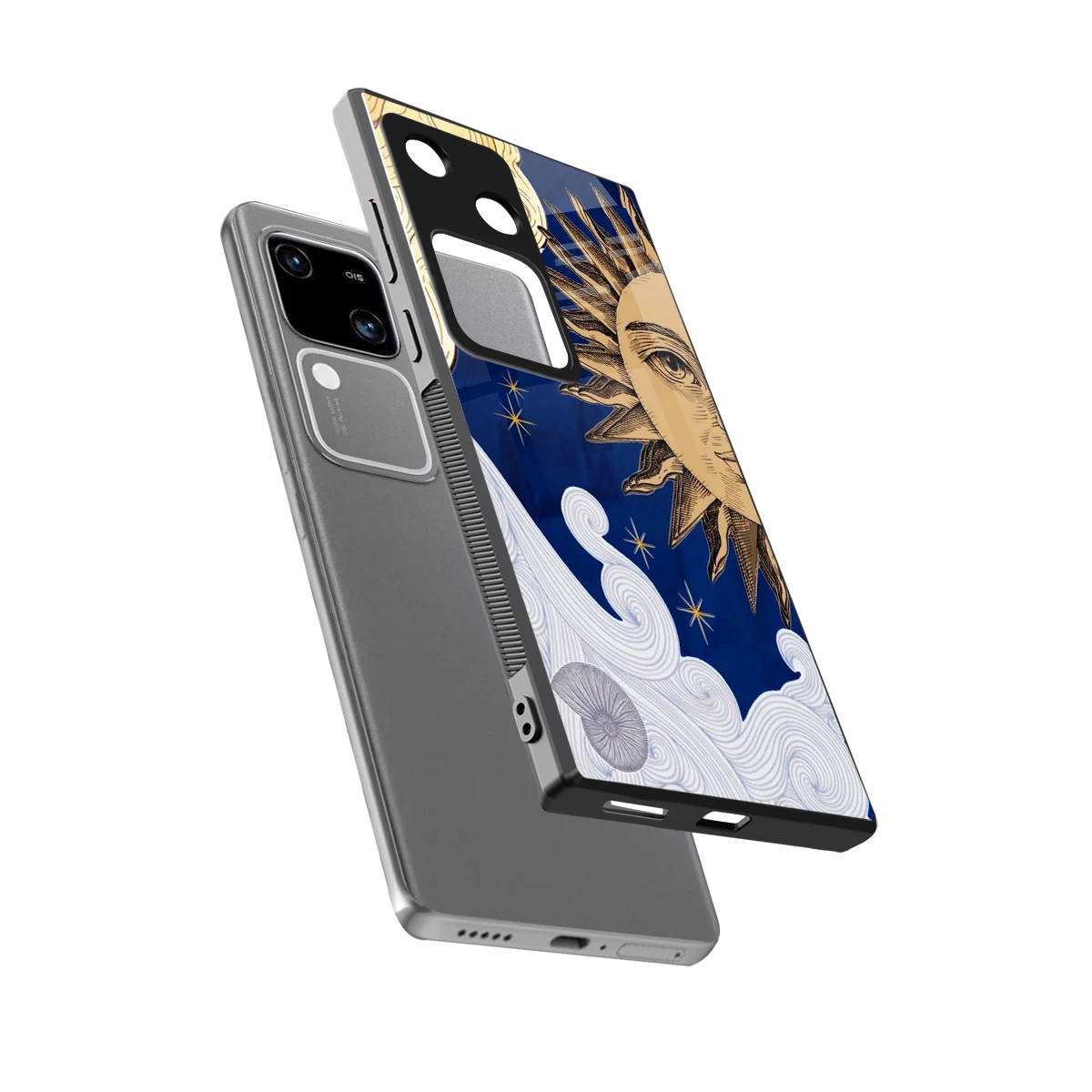 Solar Bliss sleek vivo v30 cover with tempered glass back and TPU edges