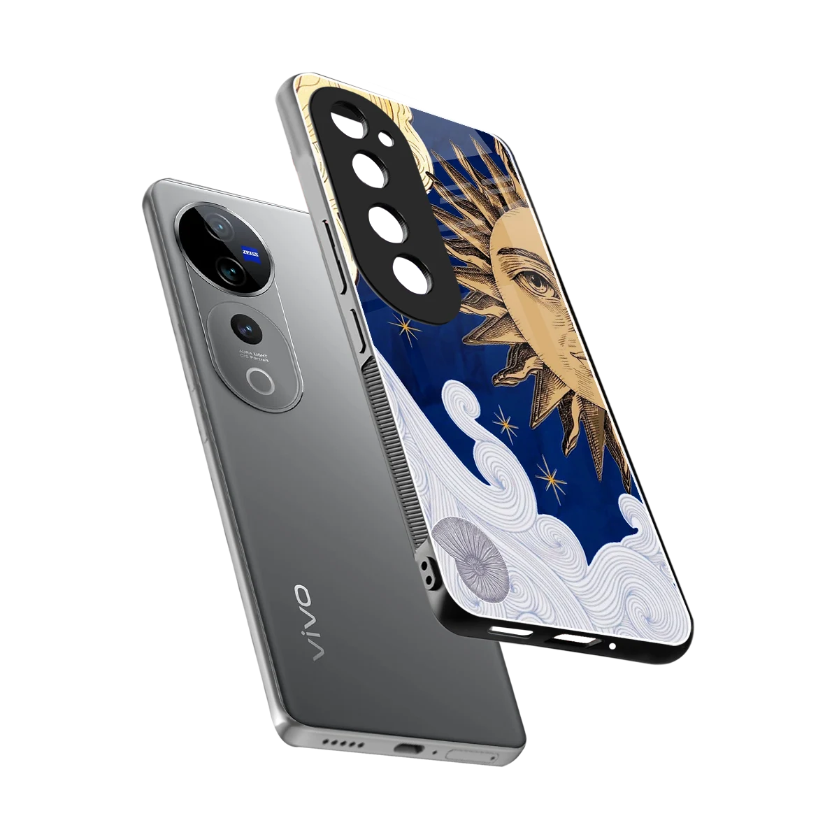 Solar Bliss sleek vivo v40 pro cover with tempered glass back and TPU edges