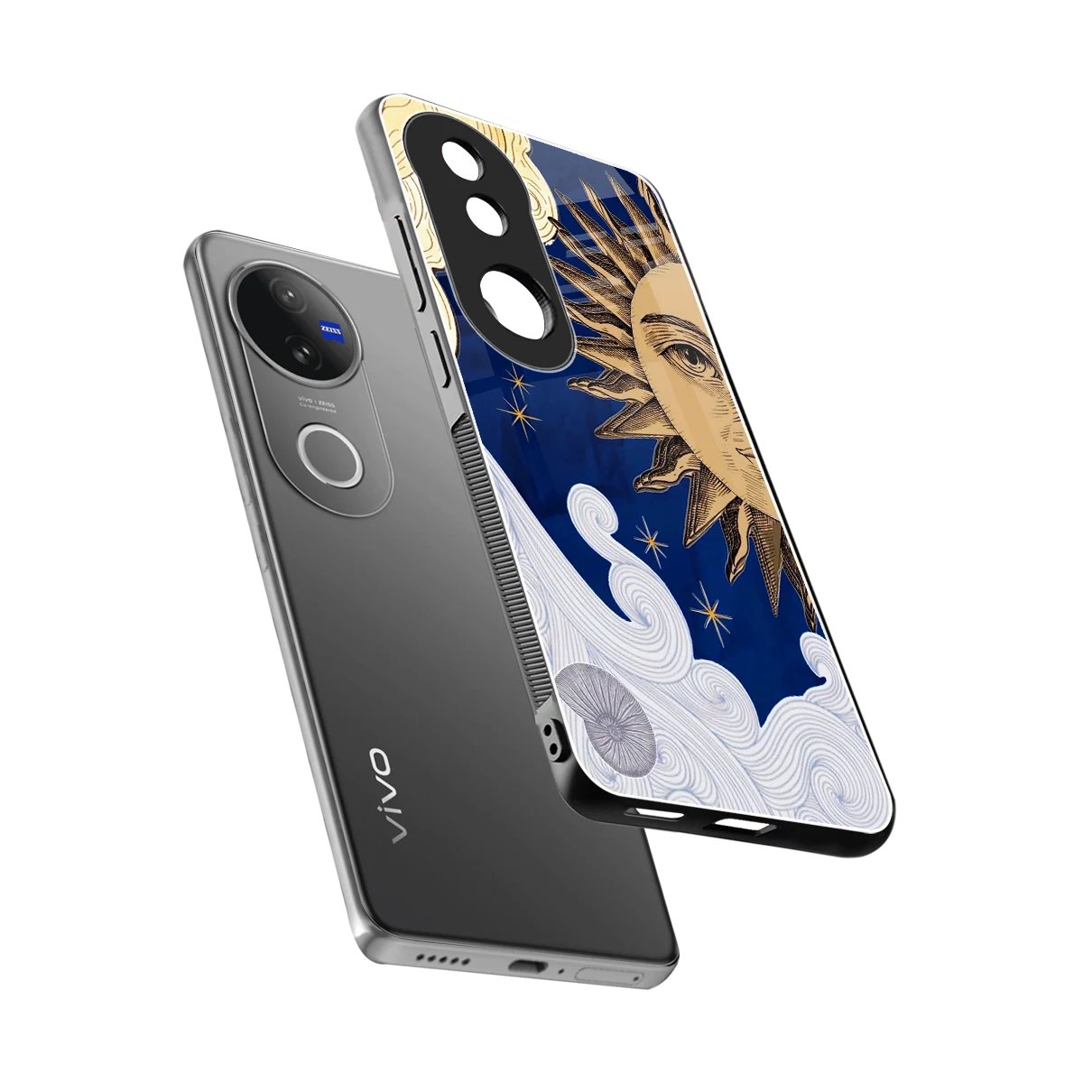 Solar Bliss sleek vivo v50 cover with tempered glass back and TPU edges