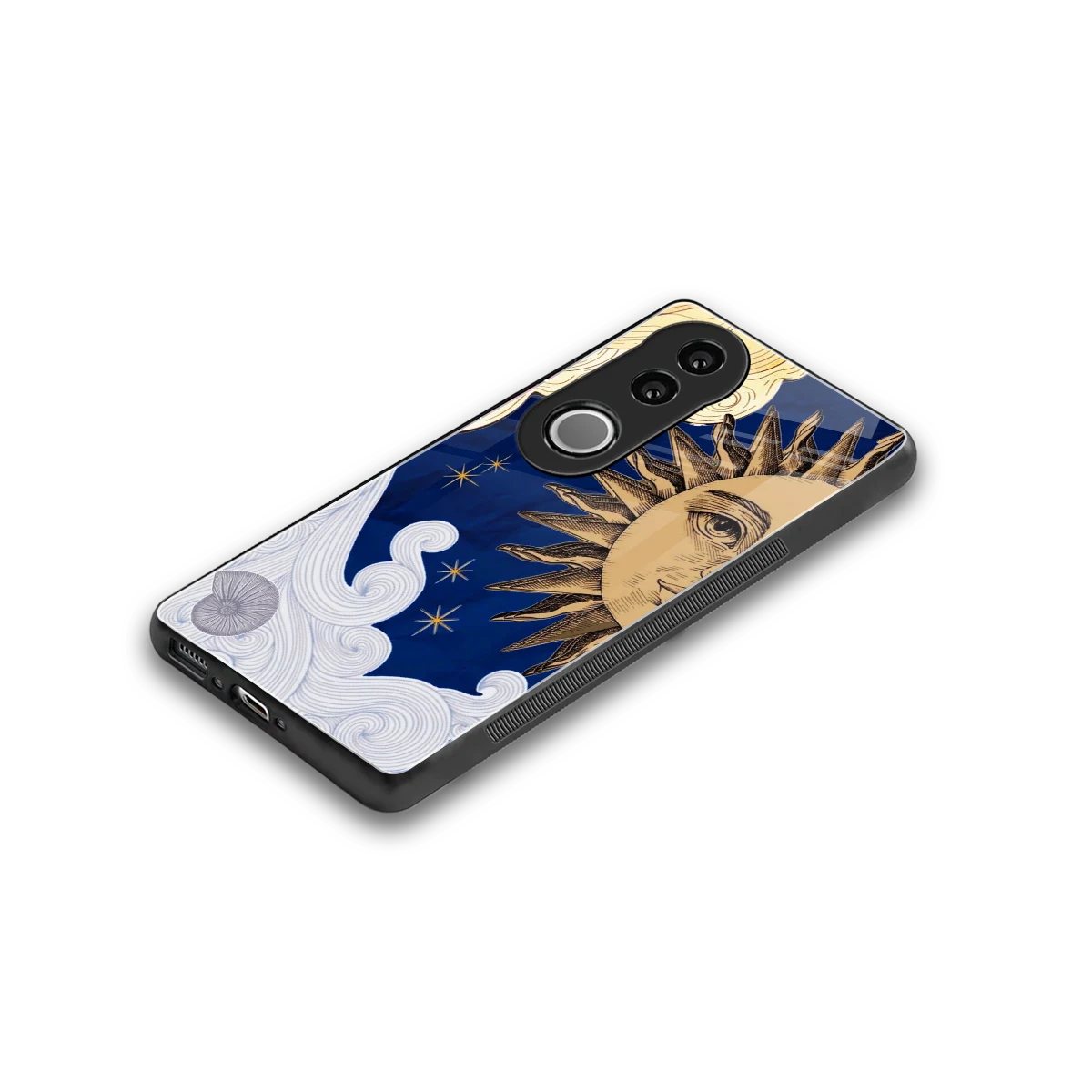 Solar Bliss stylish phone case for vivo v50 | glossy glass and slim fit