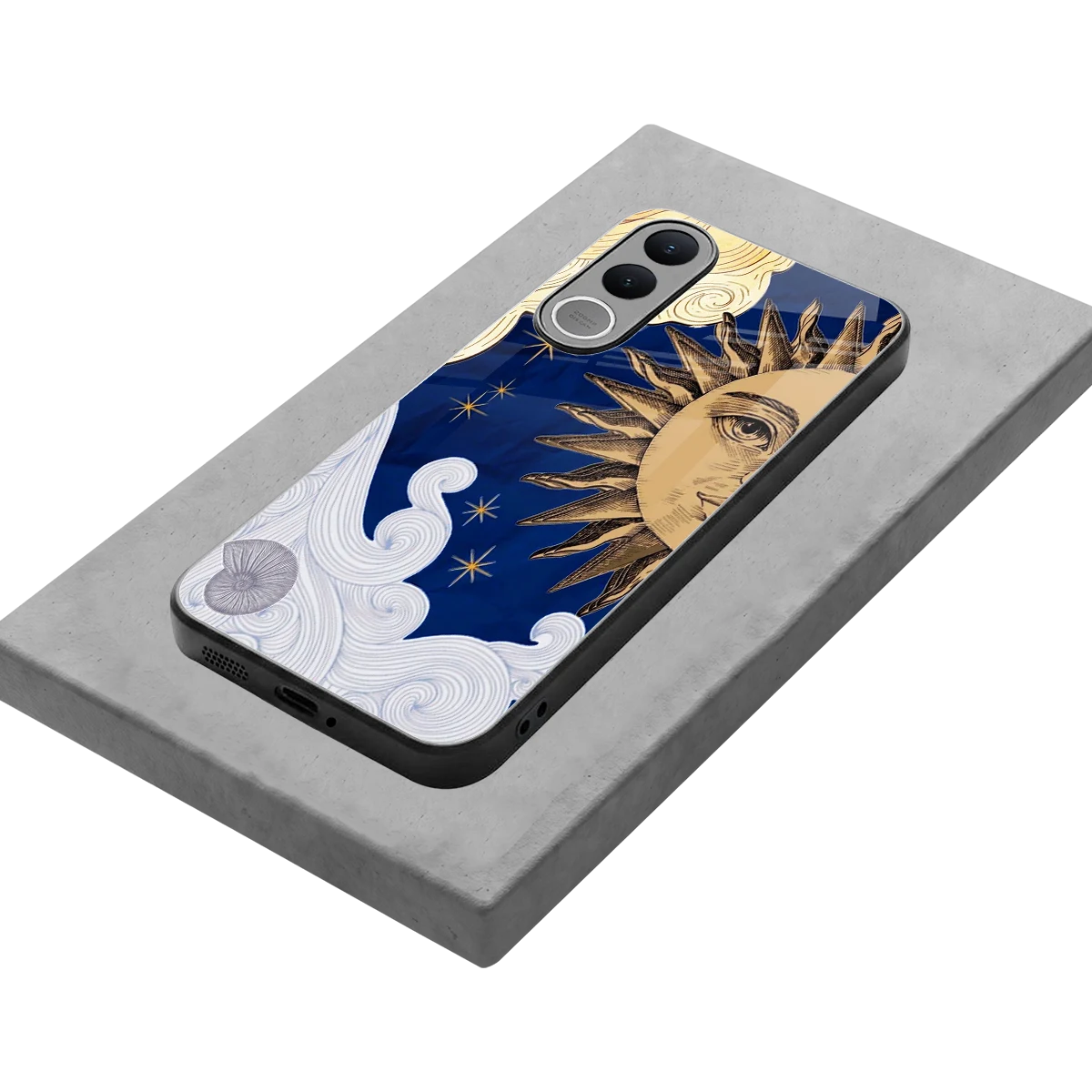 Solar Bliss stylish phone case for vivo v70 fe | glossy glass and slim fit