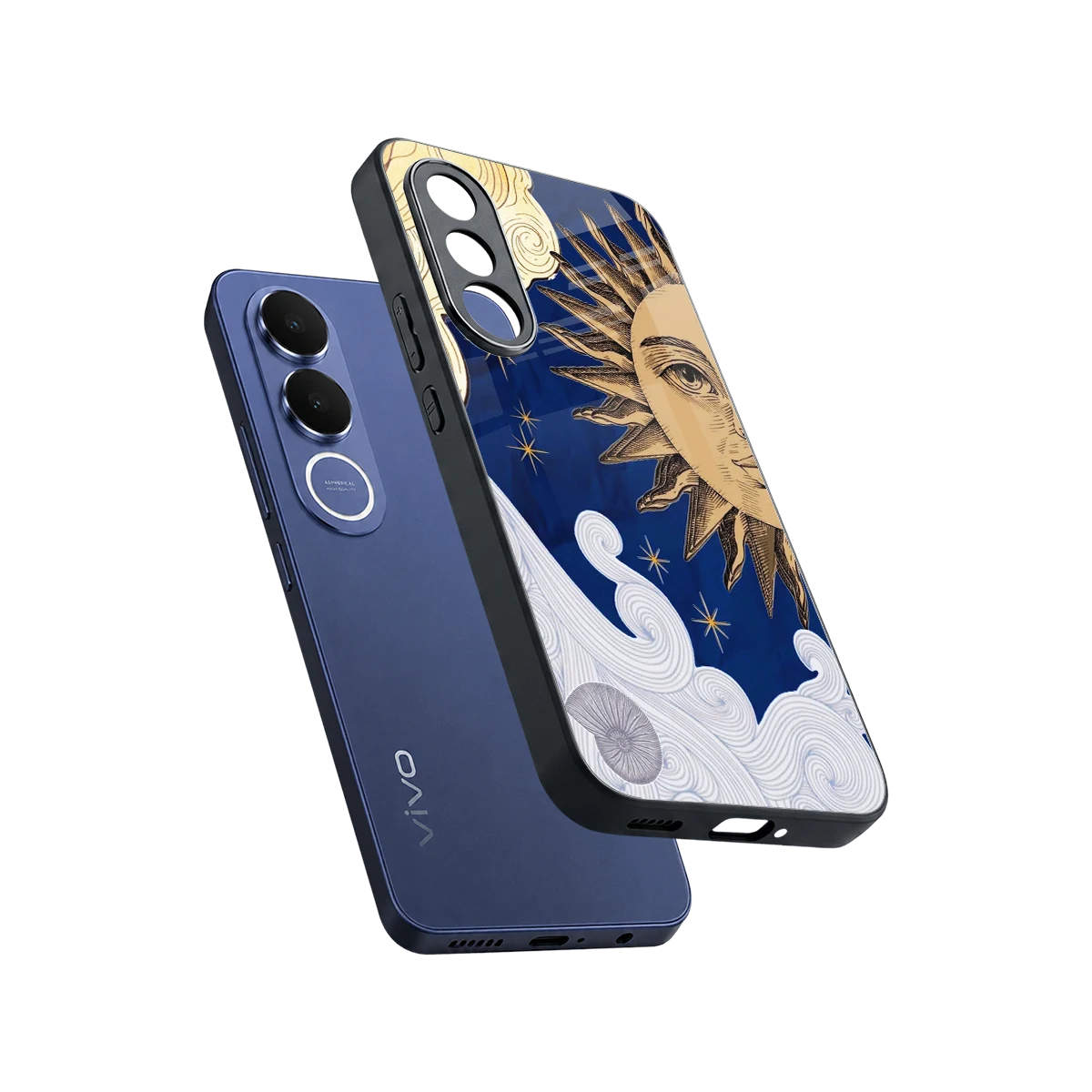 Solar Bliss sleek vivo v70 fe cover with tempered glass back and TPU edges