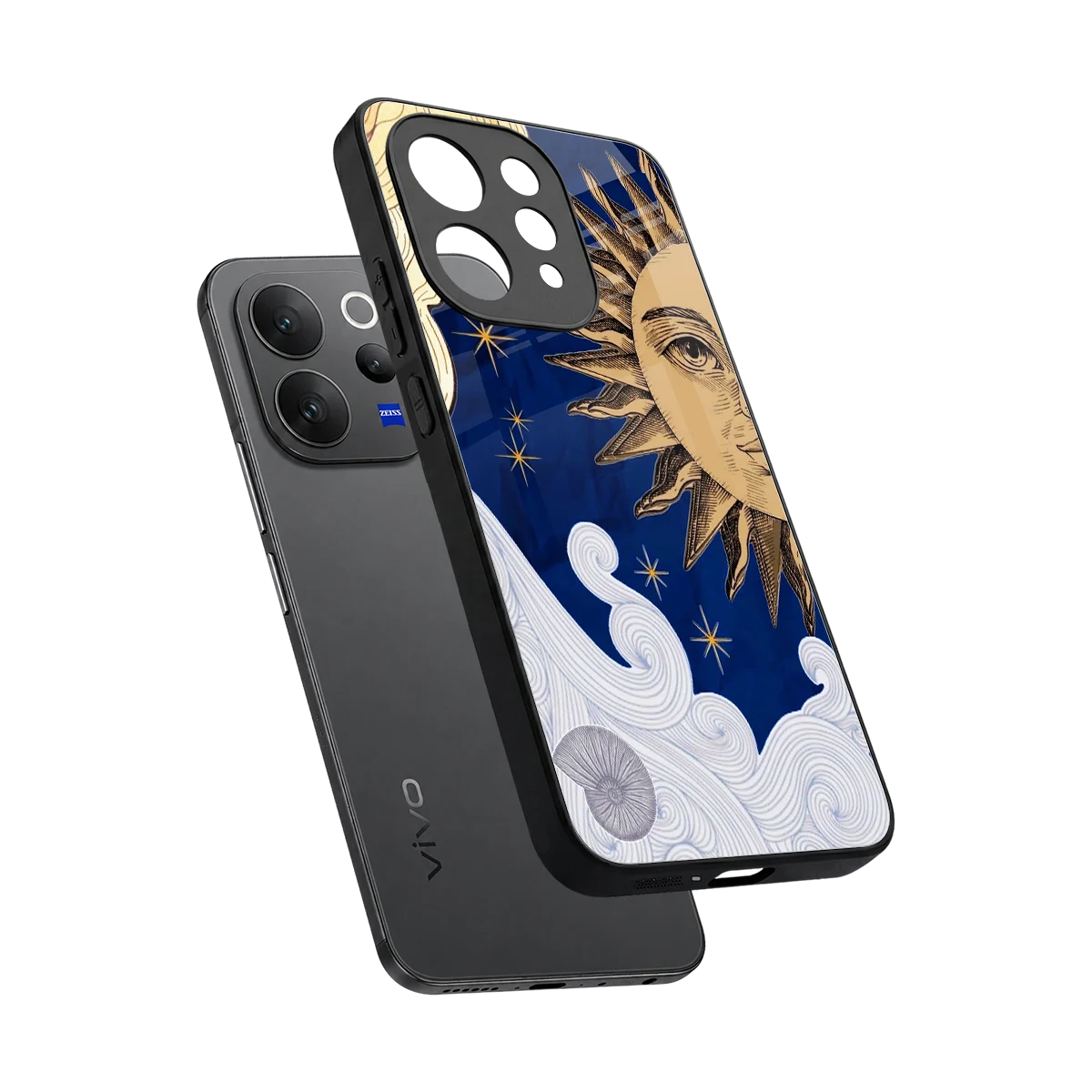 Solar Bliss sleek vivo v70 elite cover with tempered glass back and TPU edges