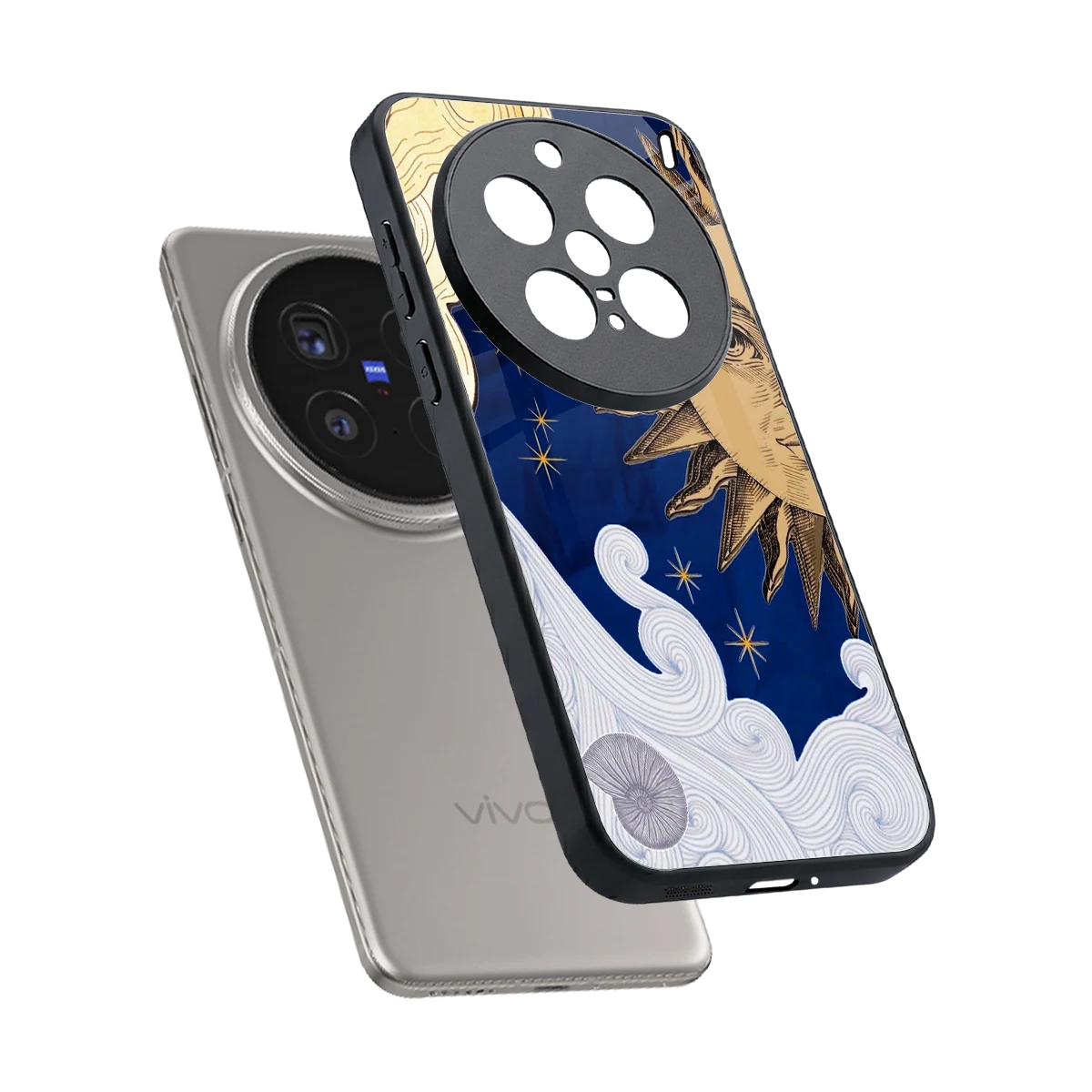 Solar Bliss sleek vivo x200 pro cover with tempered glass back and TPU edges