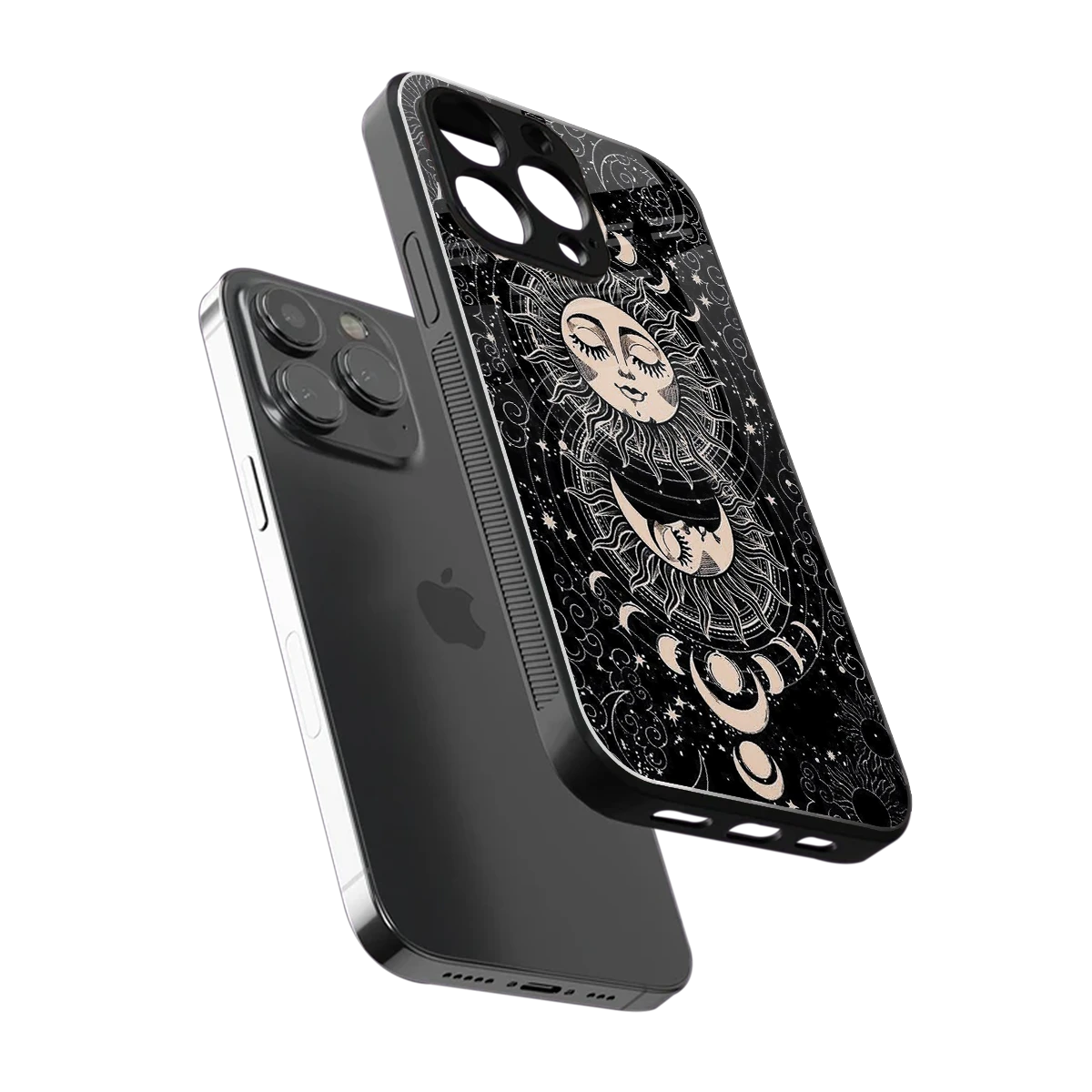Solar Eclipse sleek iphone 13 pro cover with tempered glass back and TPU edges