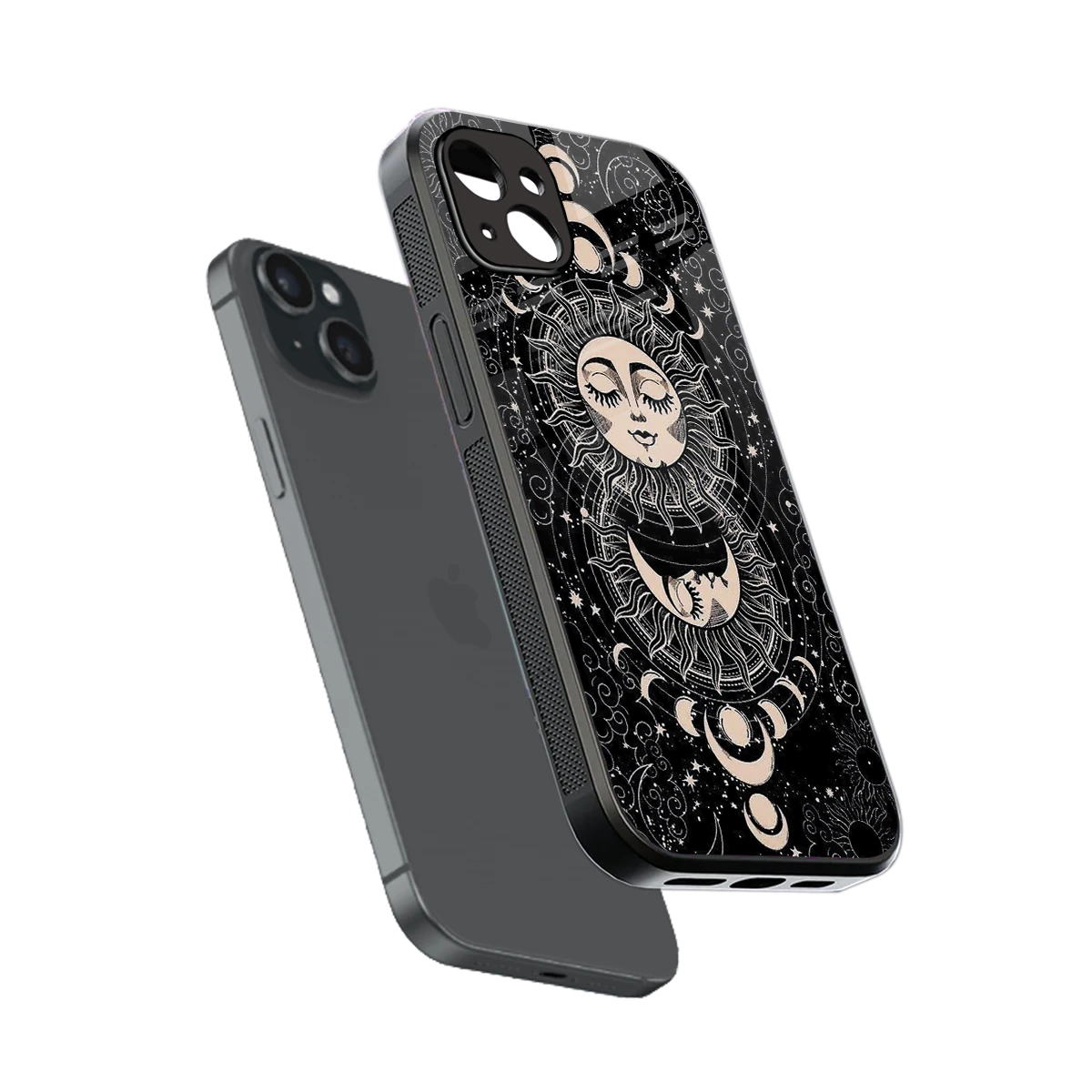 Solar Eclipse sleek iphone 15 plus cover with tempered glass back and TPU edges