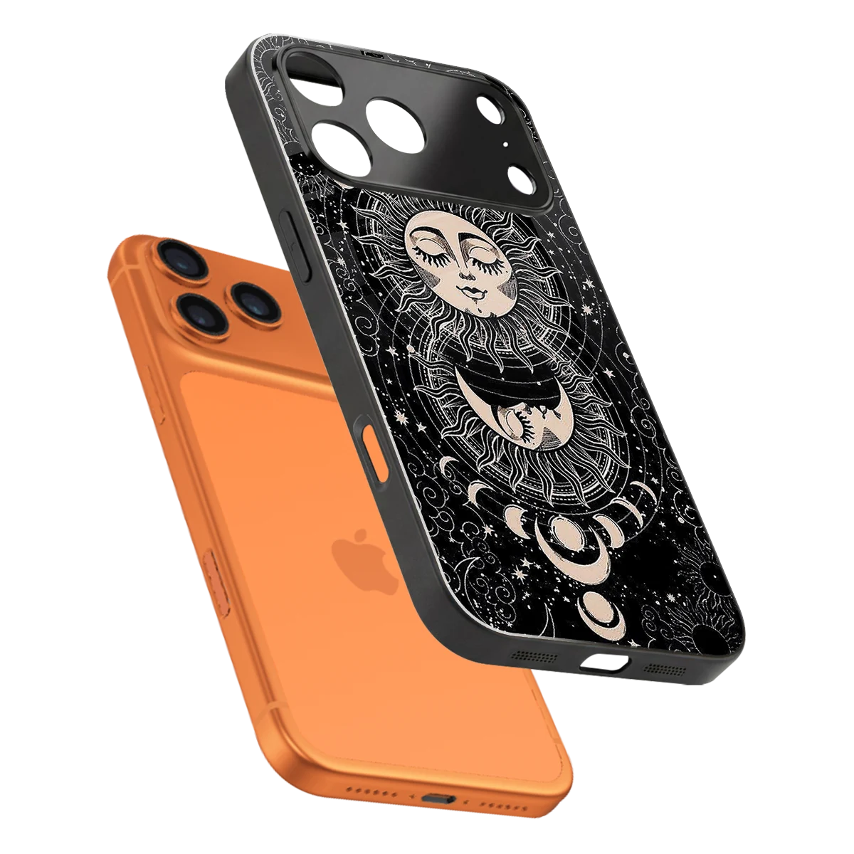 Solar Eclipse sleek iphone 17 pro max cover with tempered glass back and TPU edges