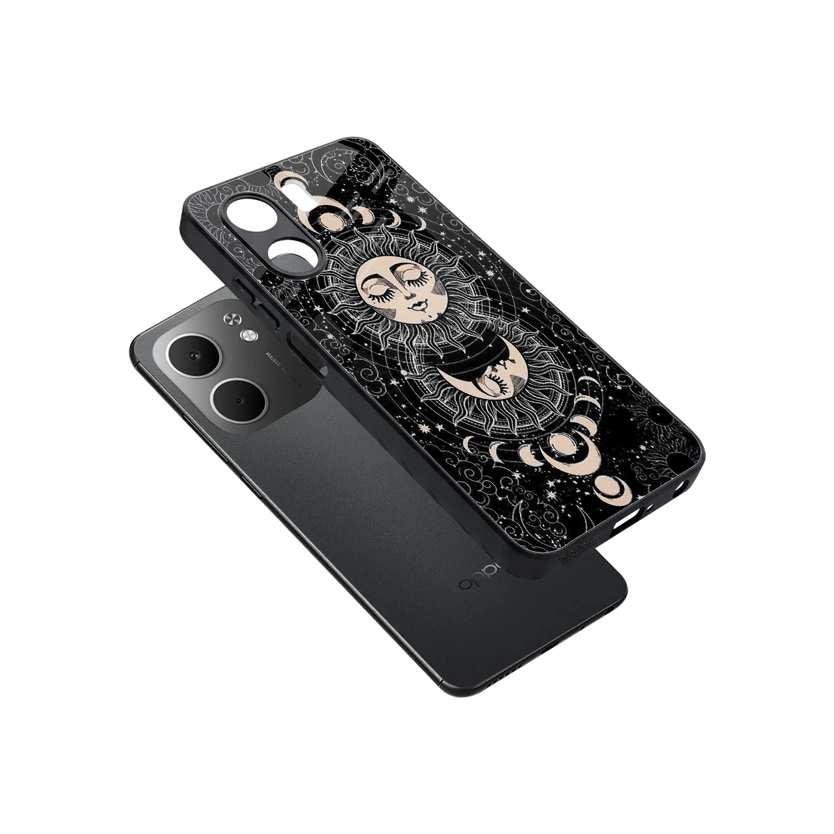 Solar Eclipse sleek oppo a5x 5g cover with tempered glass back and TPU edges