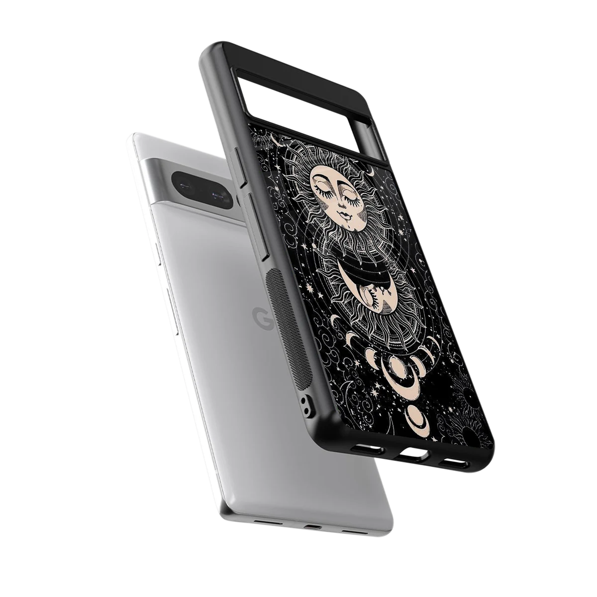 Solar Eclipse sleek google pixel 7 pro cover with tempered glass back and TPU edges