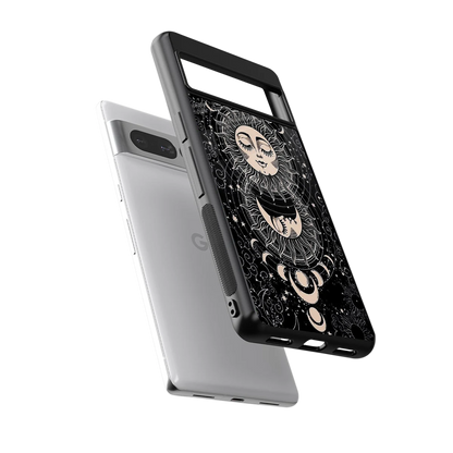 Solar Eclipse sleek google pixel 7 pro cover with tempered glass back and TPU edges