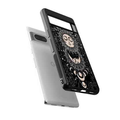 Solar Eclipse sleek google pixel 7a cover with tempered glass back and TPU edges