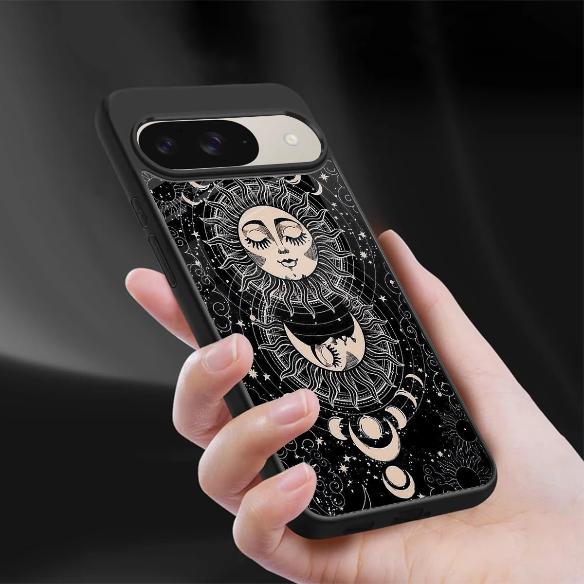 Solar Eclipse sleek google pixel 9 cover with tempered glass back and TPU edges