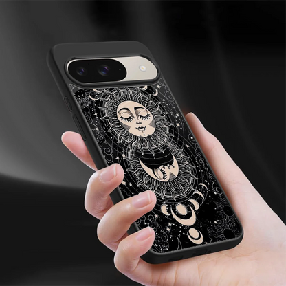 Solar Eclipse sleek google pixel 9 cover with tempered glass back and TPU edges