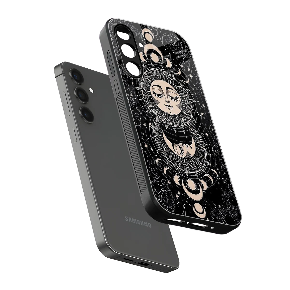 Solar Eclipse sleek samsung galaxy m35 5g cover with tempered glass back and TPU edges