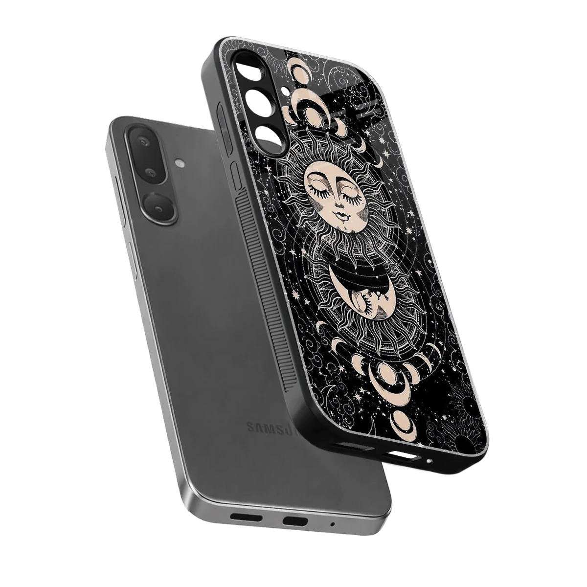 Solar Eclipse sleek samsung galaxy m36 5g cover with tempered glass back and TPU edges