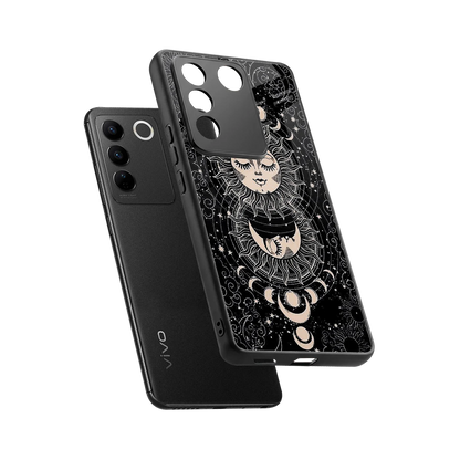 Solar Eclipse sleek vivo v27 5g cover with tempered glass back and TPU edges