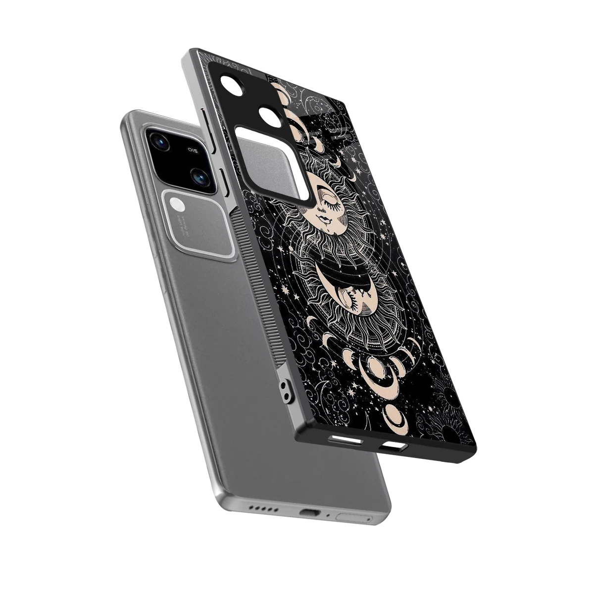 Solar Eclipse sleek vivo v30 cover with tempered glass back and TPU edges