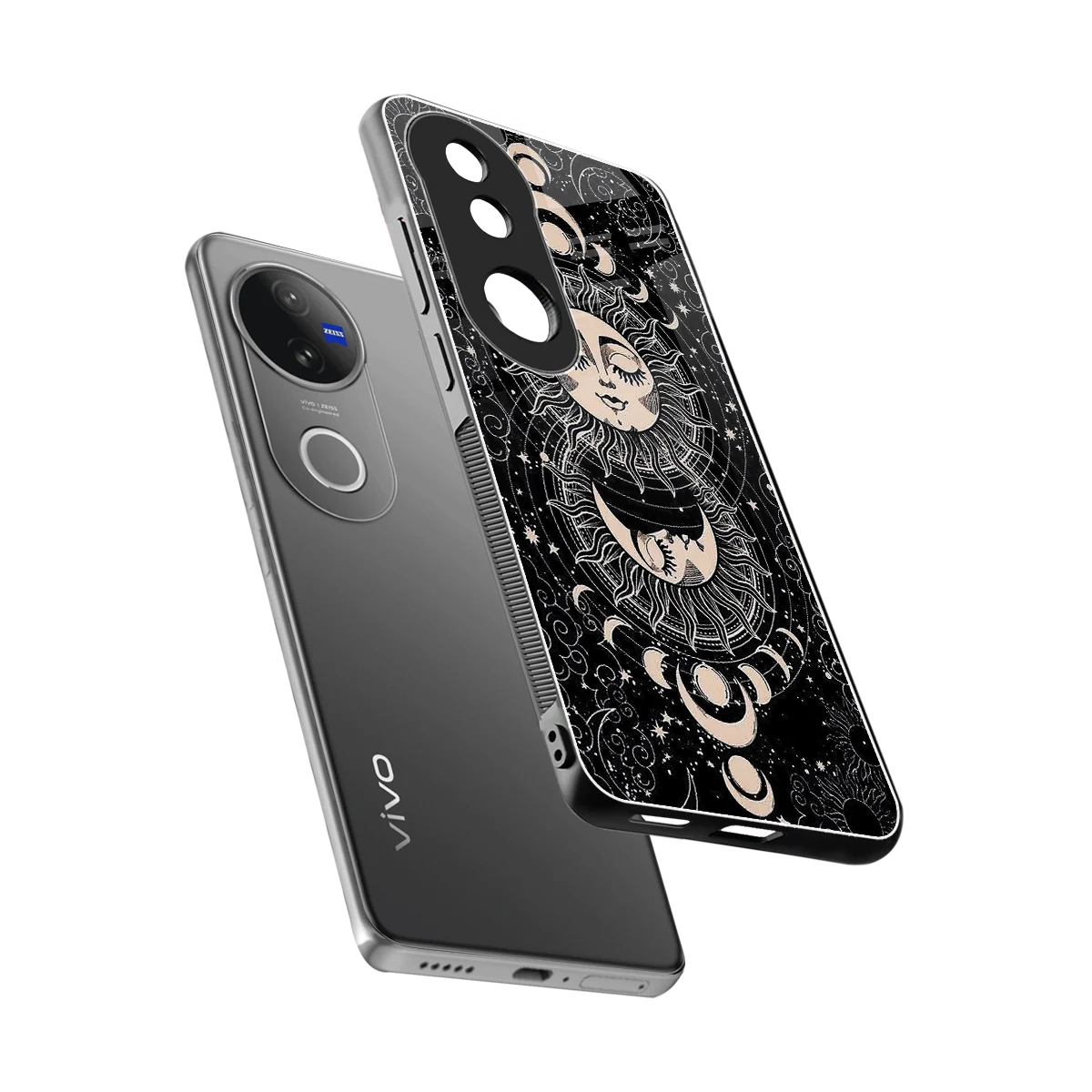 Solar Eclipse sleek vivo v50 cover with tempered glass back and TPU edges