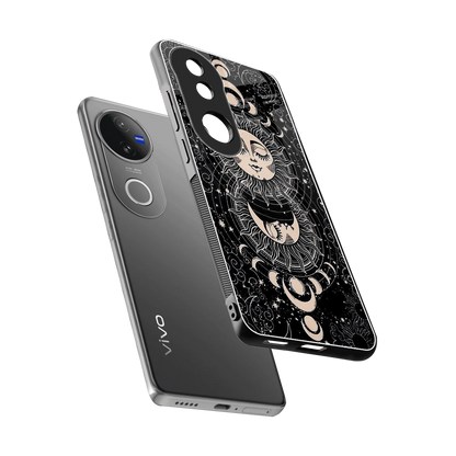 Solar Eclipse sleek vivo v50 cover with tempered glass back and TPU edges