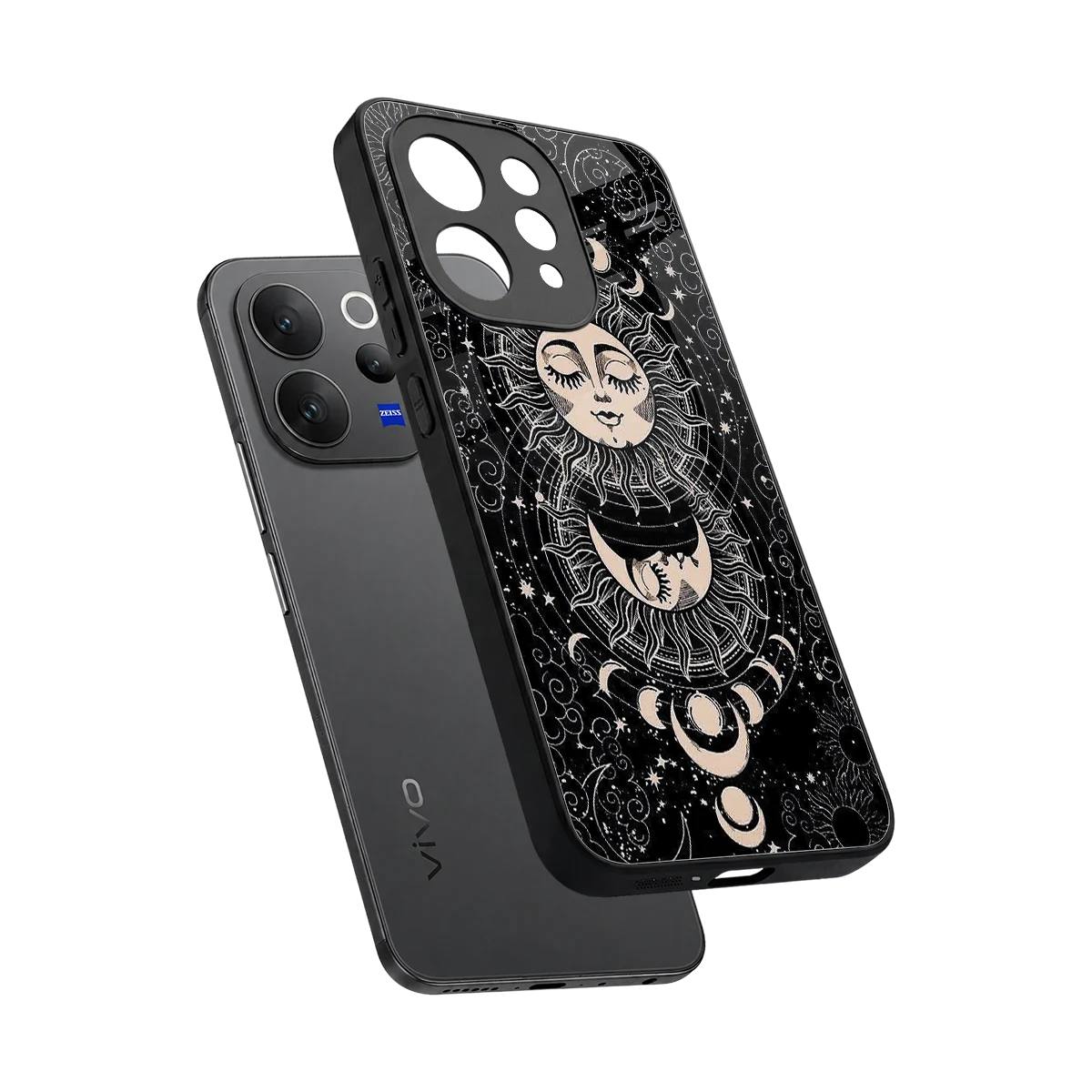Solar Eclipse sleek vivo v70 cover with tempered glass back and TPU edges