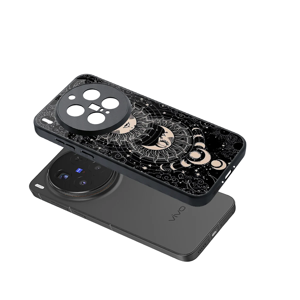 Solar Eclipse sleek vivo x300 pro cover with tempered glass back and TPU edges