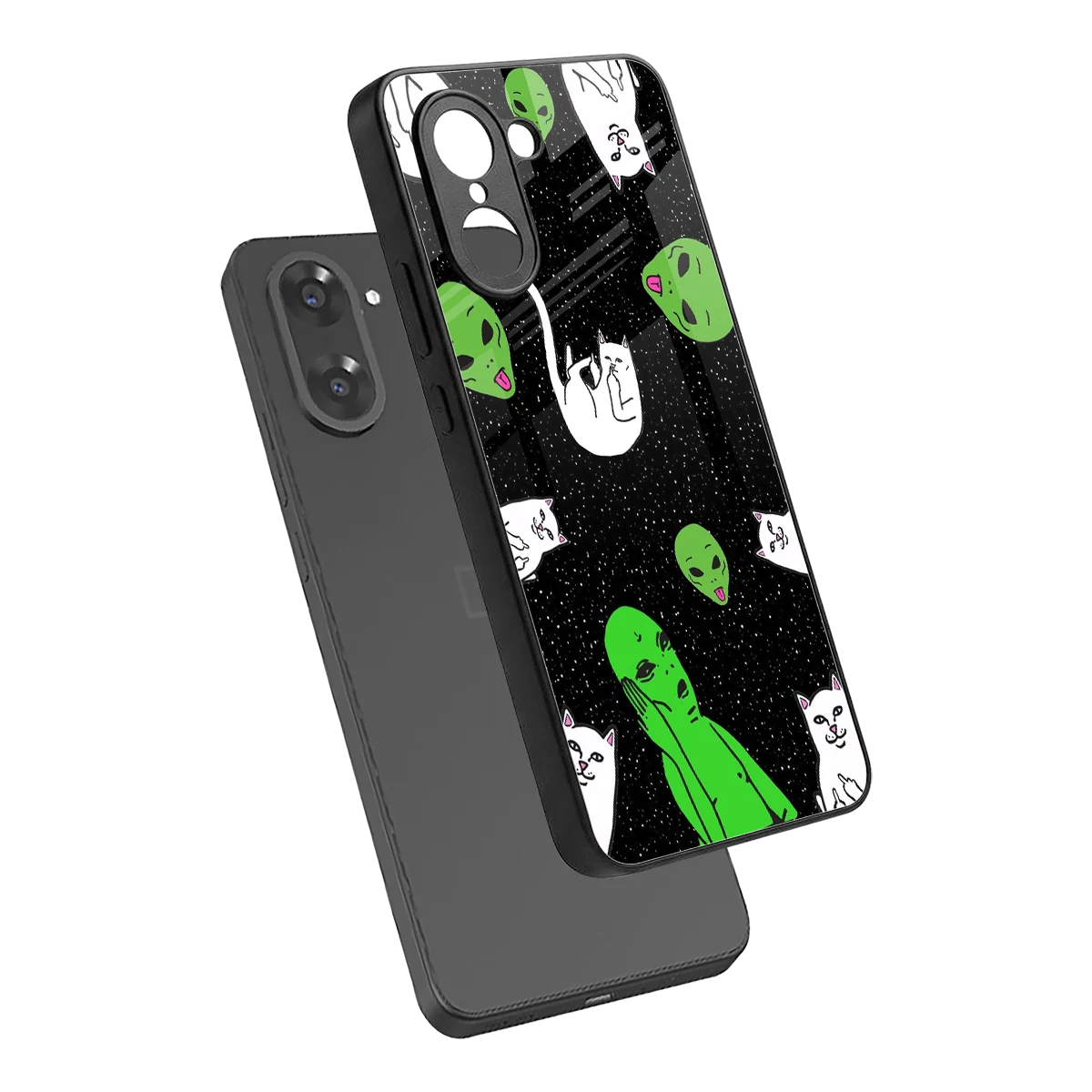 Space Kitty sleek oneplus nord ce5 5g cover with tempered glass back and TPU edges